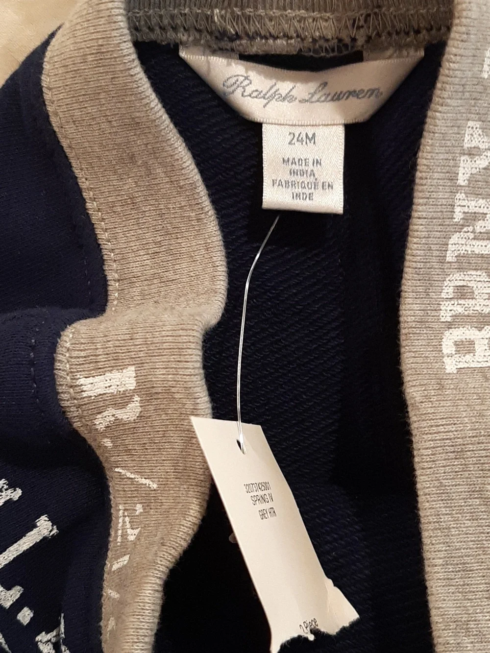 Ralph Lauren Patchwork 24M Navy and Gray Athletic Shorts NWT